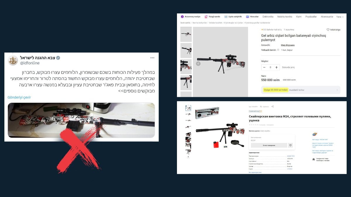 İletişim Başkanlığı, İsrail Savunma Bakanlığı'nın paylaştığı silahın "oyuncak" olduğunu ortaya çıkardı