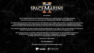 Space Marine 2 studio says the leaked build is nearly a year old, urges people not to play it: 'It's disheartening that many of the surprises we worked to keep secret were spoiled'